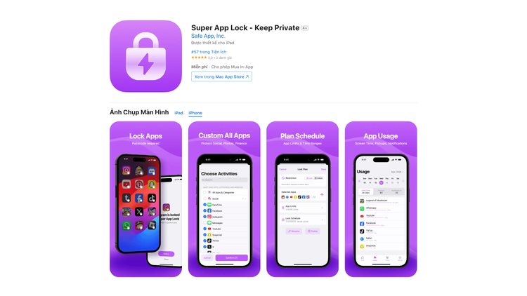 Super App Lock (iOS) tặng gói Lifetime Miễn phí trọn đời